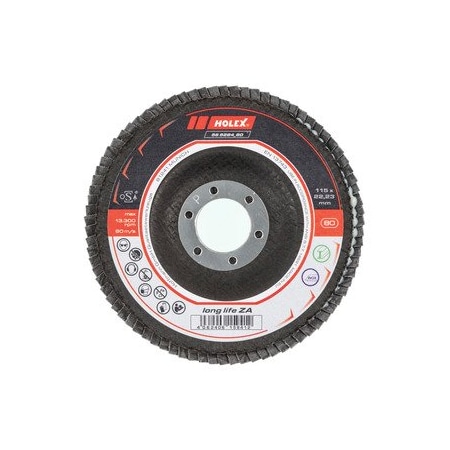 Holex Abrasive flap disc long life ZA, conical, Dia 115 mm, Grit: 80 565284 80